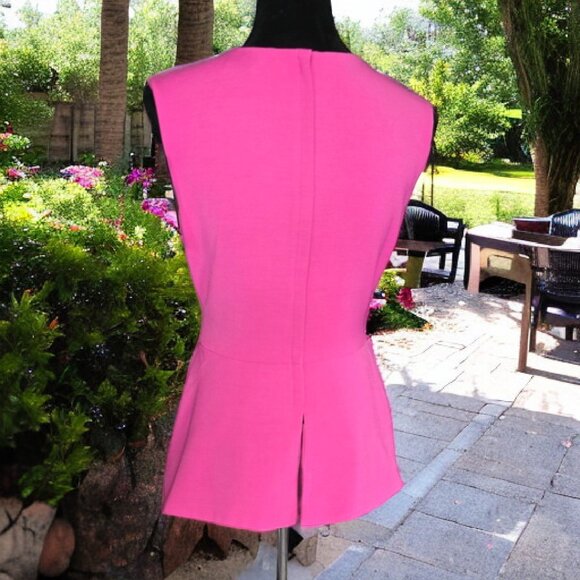 NWT BCBGMAXAZRIA (SM) Joslynn Peplum Top Ibis Rose - Picture 4 of 7